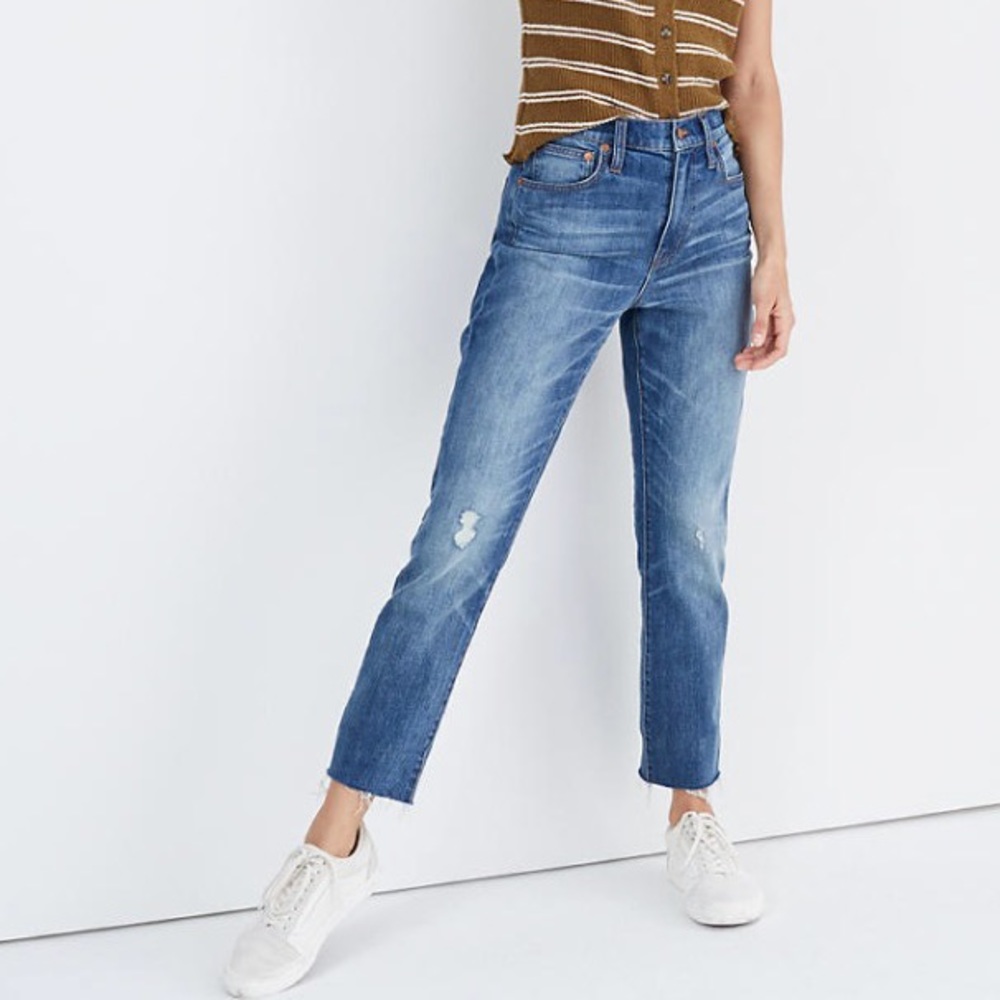 Madewell High Rise Boyfriend Jeans (raw hem)!